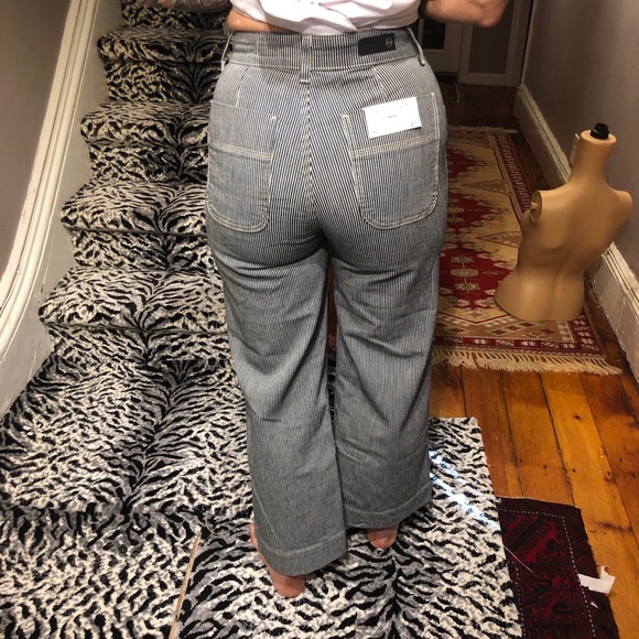 NWT AG 27 Rosie Workwear Wide Leg Striped Jeans - Picture 4 of 6
